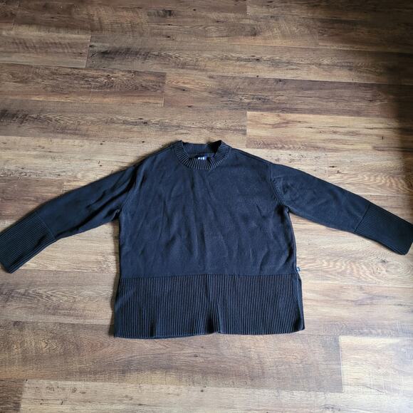 Gap Women's Large Crewneck Black Knit Sweater Ribbed Cuffs/Hem Cozy - Picture 1 of 8